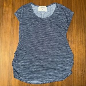 Puella Anthropologie Blue Striped Shirred Women's Top